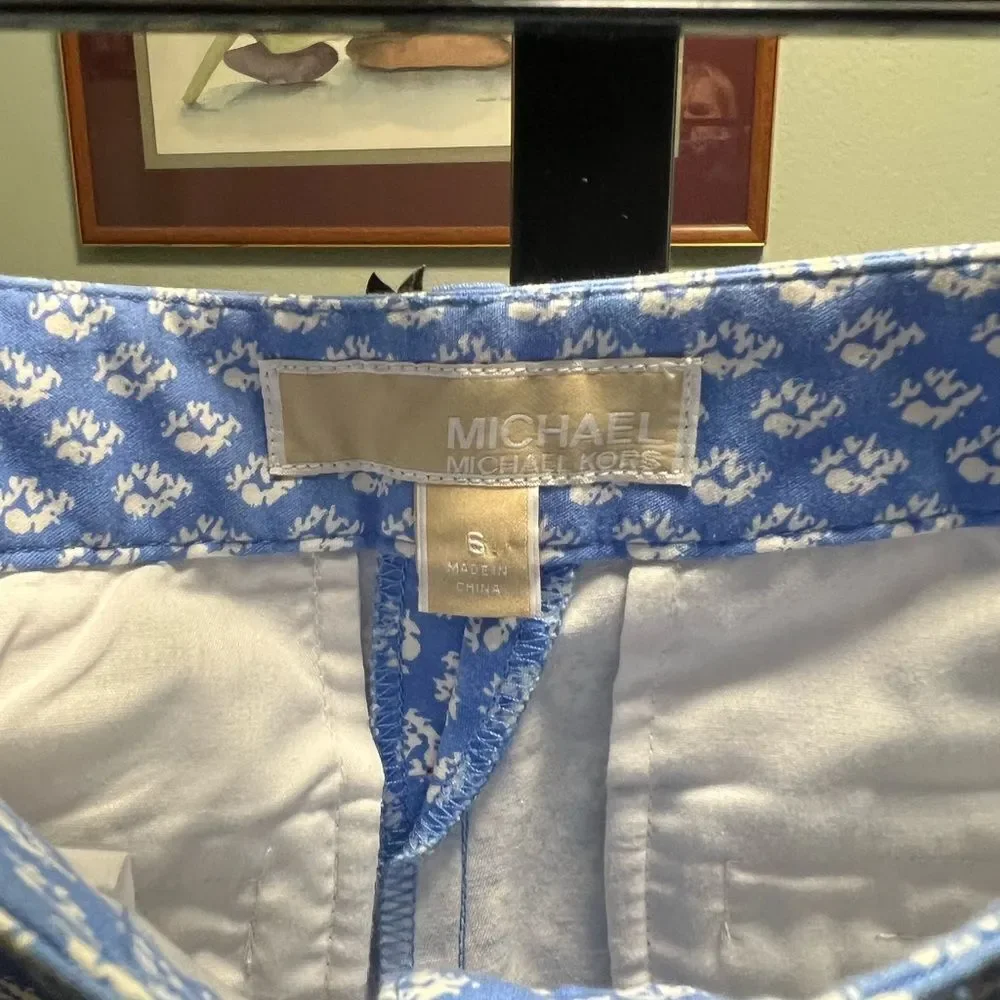 Michael Kors Blue and White Patterned Pants NWOT #DP312
